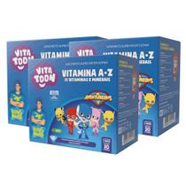 Kit 3 VitaToon Luccas Neto Polivitamínico A-Z Morango 30 Gomas Maxinutri