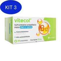 Kit 3 Vitecol Suplemento Vitamínico Cães E Gatos 30