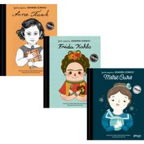 Kit 3 vol - gente pequena, grandes sonhos: anne frank + frida kahlo + marie curie - Kit de Livros