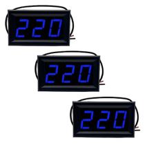 Kit 3 Voltímetro Digital Led AC CA 110v 220v 380v - Azul Kit 3 Voltímetro Digital Led AC CA 110v 220v 380v - Azul