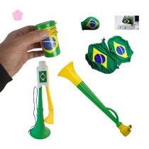 KIT 3 Vuvuzela + 1 Capa Retrovisor Bandeira BR Copa Do Mundo