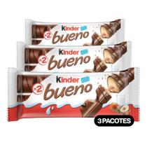 Kit 3 waffer Chocolate Kinder Bueno 43g - Crocante e Delicioso com Avelãs Kit 3 waffer Chocolate Kinder Bueno 43g - Crocante e Delicioso com Avelãs