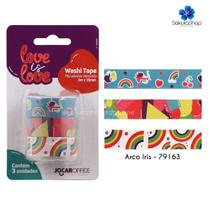 Kit 3 Washi Tapes Fita Adesiva Glitter Poá Floral Love Arco Iris LGBT Bujo Scket Planner Foil 3 M