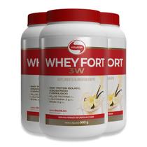 Kit 3 Whey Fort 3W Vitafor 900g Baunilha Kit 3 Whey Fort 3W Vitafor 900g Baunilha
