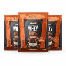 Kit 3 whey protein 100% 21g proteina chocolate sache