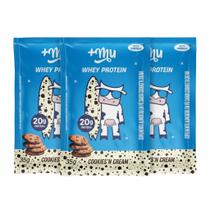 Kit 3 whey protein concentrado sache cookiescream 20g proteina 37g +mu