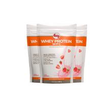 Kit 3 Whey Protein Vitafor 900g Concentrado Morango Kit 3 Whey Protein Vitafor 900g Concentrado Morango