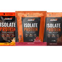 Kit 3 whey protein whey isolado baunilha morango chocolate 21g de proteina sache