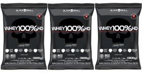 Kit 3 wheys 100% hd black skull 900g - cookies e cream
