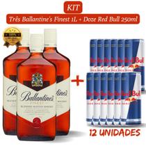 Kit 3 Whisky Balantine's Finest 1.000ml com 12 unidades de Energético RedBull de 250ml***