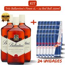 Kit 3 Whisky Balantine's Finest 1.000ml com 24 unidades de Energético RedBull de 250ml