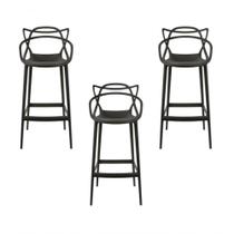 Kit 3 X Banquetas Médias Masters Allegra 66 Cm Preto