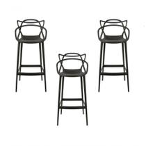 Kit - 3 X Banquetas Médias Masters Allegra - 66 Cm - Preto