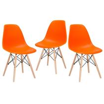 KIT - 3 x cadeiras Charles Eames Eiffel DSW - Base de madeira clara