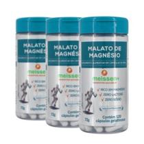 Kit 3 X Malato De Magnésio 500mg Meissen 120 Cápsulas Cada
