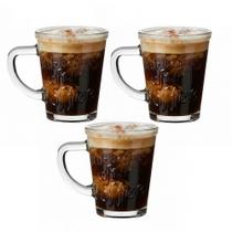 Kit 3 Xícaras Caneca Café Expresso Estampa Coffee Vidro