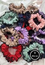 Kit 3 Xuxinha Anti Frizz Elástico Liguinha Acessório Cabelo Scrunchie- c5 KIT 3 XUXINHAS DE CABELO