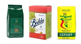 Kit 3 Yerba Diversas Padrão Uruguaio Baldo, Rei Verde, Yacuy Kit 3 Yerba Diversas Padrão Uruguaio Baldo, Rei Verde, Yacuy