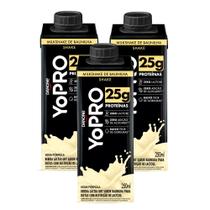 Kit 3 YoPRO Bebida Láctea UHT Milkshake de Baunilha 25g de proteínas 250ml