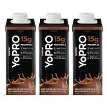 Kit 3 YoPro Danone High Protein Bebida Láctea Chocolate 250ml