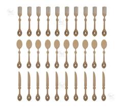 Kit 30 Apliques Talher Garfo/faca/colher Mdf - 7cm X 2cm