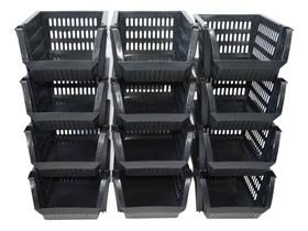 Kit 30 Bin Organizador Mini Cesto Encaixável Preto