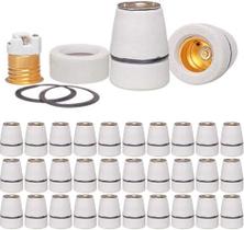 Kit 30 Bocais Porcelana E27 Tempo Externo Ideal Lâmpadas LED, Lustres e Abajures