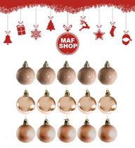 Kit 30 Bola Arvore Natal Rose 3 Modelos Fosca Glitter Brilho