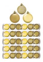 Kit 30 Bolas De Natal 8cm Mista Gliter, Fosco e Brilho Dourado - Master Christmas