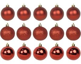 Kit 30 Bolas De Natal Mista 3cm Dourada Vermelha Decoração