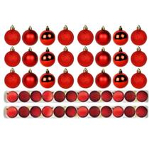 Kit 30 Bolas De Natal Mista 4cm Vermelha Decoração Árvore