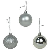 Kit 30 Bolas De Natal Mista Prata Lisa Glitter Fosca 3cm Decoração Árvore