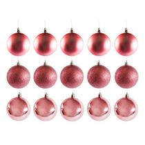 Kit 30 Bolas De Natal Mista Rosé Fosca 3cm Pendente Árvore