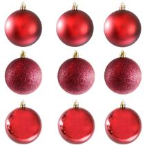 Kit 30 Bolas De Natal Mista Vinho Lisa Glitter Fosca 3cm Decoração Árvore