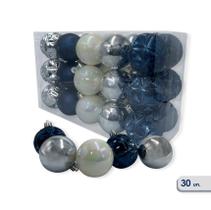 Kit 30 Bolinhas De Natal Enfeite Natalino 6cm Azul