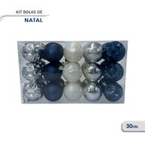 Kit 30 Bolinhas De Natal Enfeite Natalino 6cm Azul