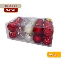 Kit 30 Bolinhas De Natal Enfeite Natalino Vermelho 6cm - Wincy - Natal