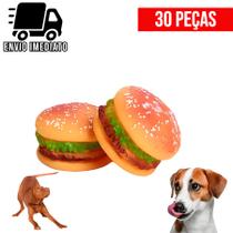 Kit 30 Brinquedo para Cachorro Mordedor Hamburguer de Borracha Pet Cães com Apito
