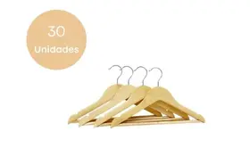 Kit 30 Cabide De Madeira Marfim Com Verniz Infantil Kit 30 Cabide De Madeira Marfim Com Verniz Infantil