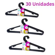 Kit 30 Cabides Adulto Plástico Preto atacado Kit 30 Cabides Adulto Plástico Preto atacado