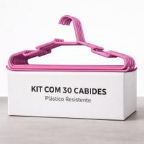 Kit 30 Cabides Adulto Rosa- Plástico Resistente Para Roupas