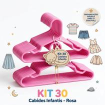 Kit 30 Cabides Infantil Acrilico Cor Rosa Roupas Bebê Meninas Kit 30 Cabides Infantil Acrilico Cor Rosa Roupas Bebê Meninas