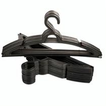 Kit 30 Cabides Para Roupas Adulto Preto Plástico Resistente