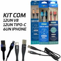 Kit 30 Cabos Inova 1m 12 V8 12 T-c 6 Compatível Com Lightning/IPhone Atacado