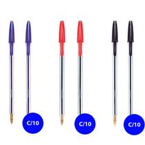 Kit 30 Canetas esferográfica 1.0 Azul, Preto e Vermelho cristal Bic
