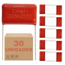Kit 30 Capacitores Para Super Tweeter 2,2 UF 250V Pacote Kit 30 Capacitores Para Super Tweeter 2,2 UF 250V Pacote