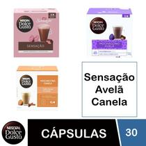 Kit 30 cápsulas Dolce Gusto Sensação, Avelã e Canela - 3 caixas