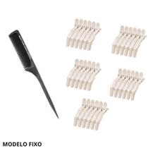 Kit 30 Clips Crocodilo Fixo Para Dividir Cabelo E Pente De Carbono Que Não Marca E Tira Frizz