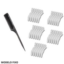Kit 30 Clips Crocodilo Fixo Para Dividir Cabelo E Pente De Carbono Que Não Marca E Tira Frizz