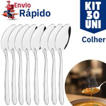 Kit 30 Colher de Mesa de Aço Inox Premium Talher Para Casas Restaurantes Bares Buffet Sopa Kit 30 Colher de Mesa de Aço Inox Premium Talher Para Casas Restaurantes Bares Buffet Sopa
